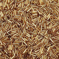 メッキガラス竹ビーズ  メタリックカラー  ゴールデンロッド  6~7x2mm  穴：1mm  約10000個/ポンド&nbsp;SEED-S046-01B-22B