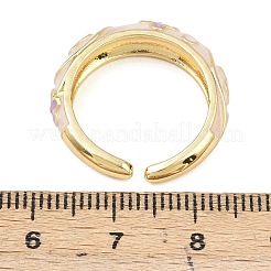 女性用真鍮オープンカフリング  エナメル  花  ゴールドカラー  ミックスカラー  5mm  内径: 調節可能&nbsp;RJEW-K305-03A-G