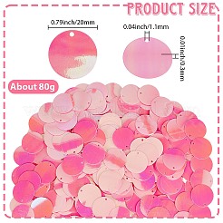 80g PVCプラスチックペンダント  フラットラウンド  ショッキングピンク  20x0.3mm  穴：1.1mm&nbsp;FIND-SC0020-95D