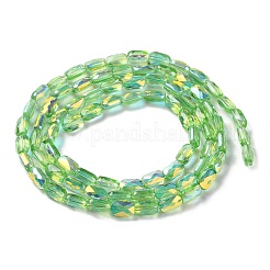 透明電気メッキガラスビーズ連売り  ABカラー  多面カット四角形  薄緑  7x4.5x3.5mm  穴：1.2mm  約77~71個/連  21.06''~22.44''（53.5~57センチメートル）&nbsp;GLAA-Q099-G01-02