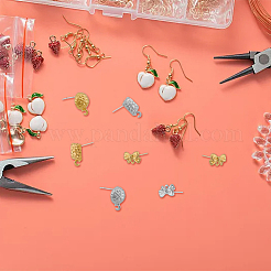 48Pcs 6 Style Half Round & Bowknot & Rectangle Alloy Stud Earring Findings&nbsp;FIND-DC0003-22