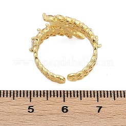 Rack Plating Brass Micro Pave Clear Cubic Zirconia Cuff Rings for Women&nbsp;RJEW-M028-56G