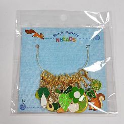 12Pcs 6 Style Green Color Theme Alloy Enamel Pendant Locking Stitch Markers&nbsp;HJEW-AB00141