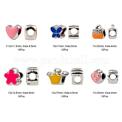 60Pcs 6 Style Girl Series UV Plating Acrylic European Beads&nbsp;OACR-LS0001-09