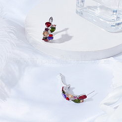 1 Pair Alloy Micro Pave Colorful Cubic Zirconia Stud Earrings&nbsp;EJEW-LP0003-62P