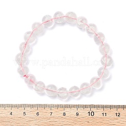 天然ローズクォーツラウンドビーズストレッチブレスレット（女性用）  内径：2-1/8インチ（5.45cm）&nbsp;BJEW-Q056-01A