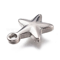 変色しにくい304ステンレススチールチャーム  スター  ステンレス鋼色  11x9x3mm  穴：1mm&nbsp;STAS-Z008-12