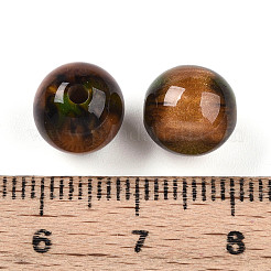 樹脂ビーズ  ラウンド  ツートン  オリーブドラブ  10mm  穴：2mm&nbsp;X1-RESI-YW0004-28B-11