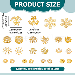480Pcs 12 Styles Iron Bead Caps Kits&nbsp;IFIN-ME0001-33