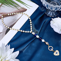Alloy & Glass Pearl & Shell & Brass Pendant Decorations&nbsp;HJEW-BM00036