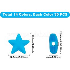 スター型マスク用紐留めアジャスターPVCプラスチックコードロック  アンチスリップコードバックル  ロープアジャスター  ミックスカラー  10.5x10.5x4mm  穴：2.5x4mm  420個/箱&nbsp;KY-FH0001-05