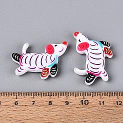 印刷された不透明樹脂ビーズ  犬  カラフル  25.5x32.5x6.5mm  穴：1.4~1.5mm&nbsp;RESI-N043-04A