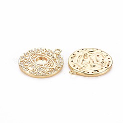 Brass Micro Pave Clear Cubic Zirconia Pendant Settings for Enamel&nbsp;KK-S356-704