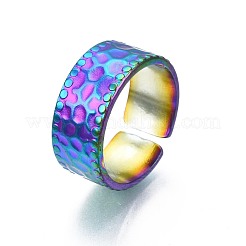 304 Stainless Steel Hammered Cuff Ring&nbsp;RJEW-N038-073
