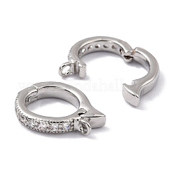 Brass Micro Pave Clear Cubic Zirconia Hoop Earring Findings&nbsp;ZIRC-I054-10P