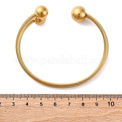 304 Stainless Steel Round Ball Cuff Bangles for Women&nbsp;BJEW-P310-05G