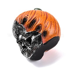 ハロウィーンの飾り  自宅のデスクトップの装飾用の樹脂製カボチャの頭蓋骨の置物  ダークオレンジ  101.6x66.6x79.7mm&nbsp;AJEW-S088-10A