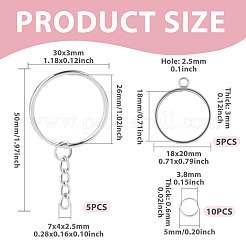 304ステンレススチールオープンバックベゼルペンダント5個  ステンレススチール製スプリットキーリング5個付き  変色防止304ステンレススチール製丸カン10個。  ステンレス鋼色  18x20x3mm  穴：2.5mm  内径：18mm&nbsp;STAS-TAD0001-01B