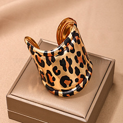 Leopard Print Pattern Alloy Cuff Bangles & Cuff Rings Sets&nbsp;WGB08C8-02