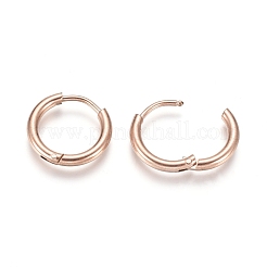 Ion Plating(IP) 304 Stainless Steel Huggie Hoop Earrings&nbsp;EJEW-F111A-14mm-RG