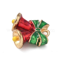 クリスマス合金エナメルペンダント  ゴールドカラー  鐘  14.5x15x8mm  穴：1.6mm&nbsp;LS-ENAM-F156-01G-02