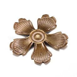 アイアン製ペンダント  エッチングされた金属装飾  花  アンティークブロンズ  33x34x3mm  穴：2.5~3mm&nbsp;IFIN-Q118-11AB