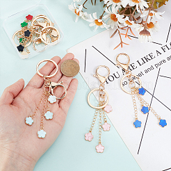 6Pcs Flower Alloy Enamel Keychains&nbsp;KEYC-WR00005
