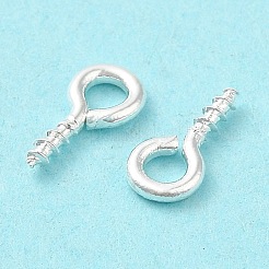 真鍮ヒートンキャップ  スクリューアイペグベイル  銀  8x4x1mm  穴：2mm  ピン：1.2mm&nbsp;KK-Z030-04S