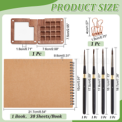 携帯用水彩画用品セット  木製水彩絵の具パレットボックスを含む  アルミ着脱式水彩筆ペン  メタルバインダークリップとa5アートドローイングスケッチブック  ミックスカラー&nbsp;AJEW-PH0011-28