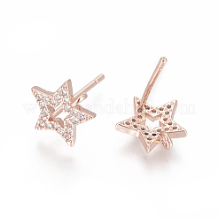 Brass Stud Earring Findings&nbsp;ZIRC-O034-17RG
