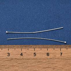 真鍮のボールヘッドピン  鉛フリー＆カドミウムフリー  925銀メッキ  50x0.6mm  ヘッド：1.5mm&nbsp;KK-H502-03I-S