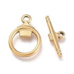 イオンプレーティング（IP）304ステンレススチールマンテル  リング  ゴールドカラー  リング：19x13.5x2.7mm  穴：1.8mm  バー：19.5x7x2.5mm  穴：1.2mm&nbsp;STAS-M278-02G