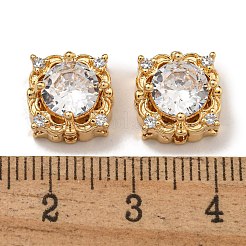 Brass Micro Pave Cubic Zirconia Beads&nbsp;KK-U037-05G-02