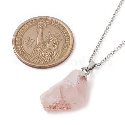 Rough Raw Natural Ferruginous Quartz Pendant Necklaces&nbsp;NJEW-JN04637-02
