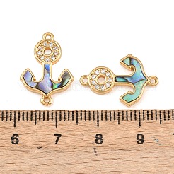 Natural Paua Shell Anchor Link Connector Charms&nbsp;KK-Z140-03G