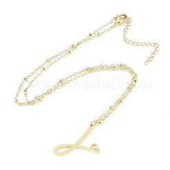 304ステンレススチールペンダントネックレス  文字チャーム  文字J  16.22インチ（41.2cm）  ペンダント：26x17x1.3mm&nbsp;LS-NJEW-H029-02G-J