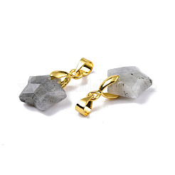 天然ラブラドライトチャーム  ゴールデンメッキ真鍮パーツ  多面カットスター  星：12x12.5x5.5mm  穴：3.5x4mm&nbsp;G-N326-142-06