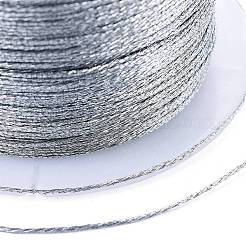 ポリエステル編組メタリック糸  DIYの編みこみのブレスレット作りと刺繡のために  グレー  0.4mm  6プライ  約54.68ヤード（50m）/ロール&nbsp;X-OCOR-I007-B-30