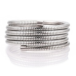 Iron Round Snake Chains Wrap Cuff Bangles&nbsp;BJEW-T022-02P