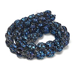 電気メッキガラスビーズ連売り  キツネ  半分メッキ  虹メッキ  プルシアンブルー  18x18x13.5mm  穴：1.5mm  約40個/連  27.17''（69センチメートル）&nbsp;EGLA-H110-01HR-02