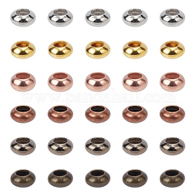 真鍮ビーズ  ロンデル  ミックスカラー  6x3.6mm  穴：3mm  6色  20個/カラー  120個/箱&nbsp;KK-AR0001-24-1