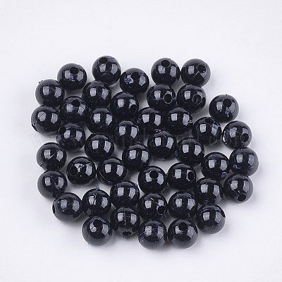 不透明なプラスチックビーズ  ラウンド  ブラック  6x5.5mm  穴：1.8mm&nbsp;X-KY-T005-6mm-616-1
