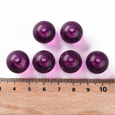 透明なアクリルビーズ  ラウンド  暗い蘭  16x15mm  穴：2.8mm  約220個/500g&nbsp;MACR-S370-A16mm-743-1