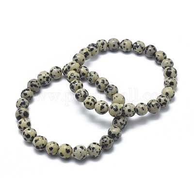 Natural Dalmatian Jasper Bead Stretch Bracelets&nbsp;BJEW-K212-B-014-1