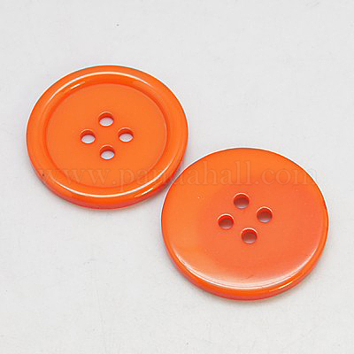 樹脂ボタン  染め  フラットラウンド  ダークオレンジ  22x3mm  穴：2mm  195個/袋&nbsp;RESI-D030-22mm-06-1