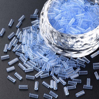 透明なガラスラッパビーズ  丸い穴  ライトブルー  3~8x2mm  穴：0.7mm  約450g /ポンド&nbsp;SEED-N005-001-C08-1
