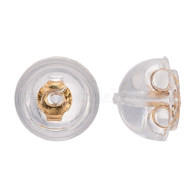925スターリングシルバーピアスキャッチ  18KGP本金メッキ  5x4mm  穴：0.6mm&nbsp;STER-E062-01G-1