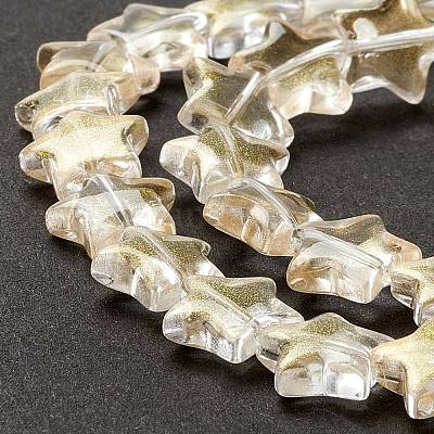 透明なガラスビーズ連  スター  トウモロコシの穂の黄色  10x10x4mm  穴：0.8mm  約40個/連  13.39~14.17インチ（34~36cm）&nbsp;GLAA-K057-01L-1