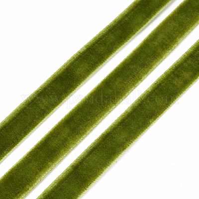 シングルフェイスベルベットリボン  ダークオリーブグリーン  3/8インチ（9.5~10mm）  約50ヤード/ロール（45.72メートル/ロール）&nbsp;SRIB-T004-01-25-1