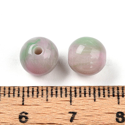 樹脂ビーズ  ラウンド  ツートン  スミレ  8mm  穴：2mm&nbsp;RESI-YW0004-28A-03-1